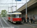 Souprava vozů T3M ev.č.8012+8093 vypravená na linku 26 stanicuje v zastávce Vltavská | 28.9.2004