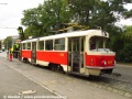 V ulici Hládkov se uskutečnilo cvičení záchranářů simulující záchranu zraněných z převrácené tramvaje po střetu s nákladním automobilem. Ke cvičení posloužil uměle vykolejený a převrácený vyřazený vůz T3M ev.č.8018. | 18.9.2015