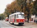 U zastávky Drinopol se potkaly vozy T3M ev.č.8030 a 8102 vypravené na linku 15. | 30.8.2003