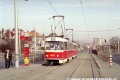Souprava vozů T3M ev.č.8086+8031 na lince 20 stanicuje v zastávce Horoměřická. | 21.2.2004