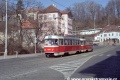 Souprava vozů T3M ev.č.8086+8031 na lince 20 klesá k zastávce Malostranská. | 21.2.2004