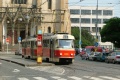 Souprava vozů T3M #8086+#8014 vypravená na linku 26 odstanicovala v zastávce Strossmayerovo náměstí, které byla v té době ještě zřízena v podobě klasického nástupního ostrůvku. | 14.7.2005