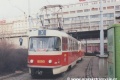 Souprava vozů T3M #8090+8091 jako záložní vlak ve smyčce Těšnov. | 12.2.1998