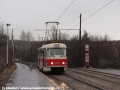 Vůz T3M ev.č.8094 vypravený na linku 19 vjíždí do zastávky Nový Hloubětín. | 8.1.2012