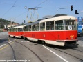 Souprava vozů T3M ev.č.8097+8059 vypravená na linku 8 vjíždí do smyčky Podbaba. | 2.9.2011
