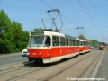 Souprava vozů T3R.PV #8157+8158 vypravená na linku náhradní dopravy 30 stanicuje v zastávce Vozovna Motol. | 20.5.2005