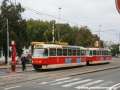 Souprava vozů T3R.PV ev.č.8169+8170 vypravená na linku 20 stanicuje v zastávce Vozovna Vokovice. | 2.10.2010