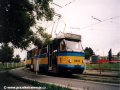 Vůz T3G ev.č.8200 ve smyčce Bílá Hora jako záložní vlak za linku 22
