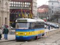 Prototypový vůz T3G ev.č.8200 vypravený na linku 7 stanicuje v zastávce Palackého náměstí | 10.4.2005