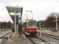 Souprava vozů T3R.P ev.č.8303+8211+8212 stanicuje v zastávce Hlubočepy. | 1.11.2003
