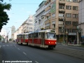 Souprava vozů T3R.P ev.č.8306+8307 vypravená na linku 11 právě opustila křižovatku Flora a míří k zastávce Radhošťská. | 24.6.2011