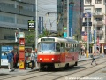 Vůz T3R.P #8308 vypravený na linku 6 stanicuje v zastávce Anděl na Nádražní ulici, i tento snímek je již minulostí v trasování linky... | 3.7.2005
