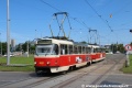 Během výluky části trasy linky metra A bývá nasazována náhradní tramvajová doprava označená jako XA. Důkazem je souprava vozů T3R.P #8321+8337 opouštějící střed Vítězného náměstí a vjíždějící na velkoplošné panely BKV ve Svatovítské ulici. | 5.6.2013