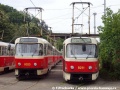 Vozy T3R.P ev.č.8323 a ev.č.8211 odstavené ve smyčce Nádraží Braník. | 30.6.2004