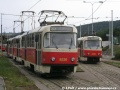 Vozy T3R.P ev.č.8330 a ev.č.8365 odstavené ve smyčce Nádraží Braník. | 30.6.2004