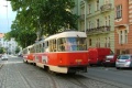 Minskou ulicí klesá souprava vozů T3R.P ev.č.8340+8341 vypravená na linku 22. | 28.5.2012