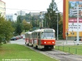 Souprava vozů T3R.P ev.č.8352+8353 vypravená na linku 18 vjíždí do smyčky Červený Vrch. | 8.10.2005