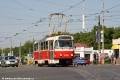 Vůz T3R.P #8366 vypravený na linku 11 projíždí křižovatkou Strojimport cestou do konečné zastávky Černokostelecká (dnešní Nové Strašnice). | 19. 5. 2007