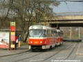 Souprava vozů T3R.P ev.č.8452+8453 vypravená na linku 14 stanicuje v původní zastávce Nádraží Holešovice | 11.11.2005
