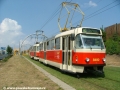 Souprava vozů T3R.P ev.č.8490+8491 na lince 14 klesá od zastávky Geologická do Hlubočep. | 30.7.2006