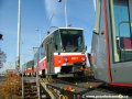 Vytahování vozu Škoda 14T ev.č.9113 na pražské koleje soupravou  vozů T6A5 ev.č.8607+8608 | 30.10.2006