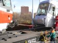Vytahování vozu Škoda 14T ev.č.9113 na pražské koleje soupravou  vozů T6A5 ev.č.8607+8608 | 30.10.2006