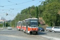 Souprava vozů T6A5 #8663+8664 vypravená na linku 12 u Letenského tunelu. | 7.8.2004