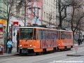 Souprava vozů T6A5 ev.č.8699+8700 vypravená na linku 16 stanicuje v zastávce Štěpánská. | 16.4.2012