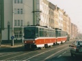 K zastávce Balabenka se blíží souprava vozů T6A5 ev.č.8709+8710 vypravená na linku 12. | 22.2.2003