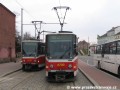 Setkání motolských vozů T6A5 ev.č.8727 na 4. pořadí a ev.č.8709 na 7. pořadí linky 13 ve smyčce Smíchovské nádraží | 13.4.2006