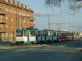 Vozy KT8D5 ev.č.9012 a 9034 určené ke zkušebnímu zátěžovému provozu v prostoru budoucí zastávky Ocelářská. | 8.11.2003