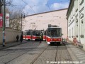 Vozy KT8D5 ev.č.9030 a ev.č.9010 během kolaudace tratě v Letenské ulici a křižovatky dolní Klárov | 18.4.2006