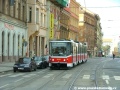 Vůz KT8D5 ev.č.9030 vypravený na linku 9 je jediným nositelem BUSE transparentů v pražských podmínkách na tomto typu vozu, na snímku vyčkává na signál volno u křižovatky s Kartouzskou ulicí | 25.9.2004
