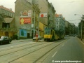 Vůz KT8D5 ev.č.9038 vypravený na linku 4 stanicuje v zastávce Krymská | 27.7.1998