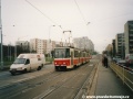 Vůz KT8D5 ev.č.9046 vypravený na linku 26 míří k zastávce Nádraží Veleslavín. | 28.11.2000