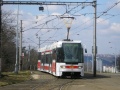Vůz RT6N2 #9101 během zkušební jízdy vjíždí do smyčky Levského. | 6.4.2006