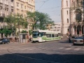 Poznáváte? Ano jde o Strossmayerovo náměstí před kostelem sv. Antonína ještě před zřízením elektricky ovládaných výhybek se stanoviště výhybkáře a bez pěší zóny s vozem RT6N1 ev.č.9102 na jedné z cvičných jízd. | 20.5.1997
