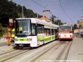 V zastávce Michelská stanicuje vůz RT6N1 ev.č.9102 vypravený na vložené pořadí linky 11. | září 1997