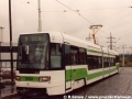 Vůz RT6N1 ev.č.9102 vypravený na linku 11 ve výstupní zastávce smyčky Spořilov. | 29.8.1997