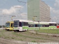 Smutný a bohužel realistický stav, vůz Škoda LTM008 vypravený na vložený spoj linky 10 ve smyčce Sídliště Řepy ve společnosti vozu RT6N1 ev.č.9102 na zkušební jízdě.... | 20.6.1999