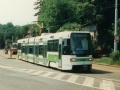 Vůz RT6N1 ev.č.9103 vypravený na linku 4 odjíždí ze smyčky Hlubočepy s nainstalovanou kamerou na bočnici. | 1.8.1998