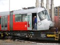 Vůz Škoda 14T ev.č.9111 ložený na železničních vozech se spřáhlem s pražskou hlavou na čele | 9.2.2007