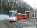 Vůz Škoda 14T ev.č.9114 na kolejové harfě vozovny Motol | 22.12.2006