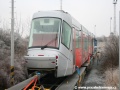 Vůz Škoda 14T ev.č.9115 ložený na třech plošinových vozech | 28.12.2006