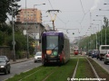K protisměrné zastávce Vinice se blíží vůz Škoda 14T ev.č.9121 vypravený na linku 7. | 5.5.2010
