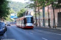 Radlickou ulicí od Plzeňské projíždí vůz Škoda 14T Elektra #9146 vypravený na linku 10. | 29.6.2019