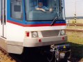 Čelo sériového vozu RT8D5M při zkušebních jízdách na železničním zkušebním okruhu v Cerhenicích. | léto 1998