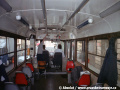 Pohled na stanoviště řidiče a instruktora v čele cvičného vozu T3 ev.č.5505 s koženkovým polepem podél oken | 20.5.1998