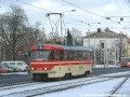 Cvičný vůz T3 ev.č.5506 projel křižovatkou Hradčanská a míří k stejnojmenné zastávce | 21.1.2004