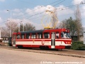 Dokončený a novotou zářící cvičný vůz T3 ev.č.5520 v místě svého zrodu, Opravně tramvají Ústředních dílen v Hostivaři | 2.4.2002